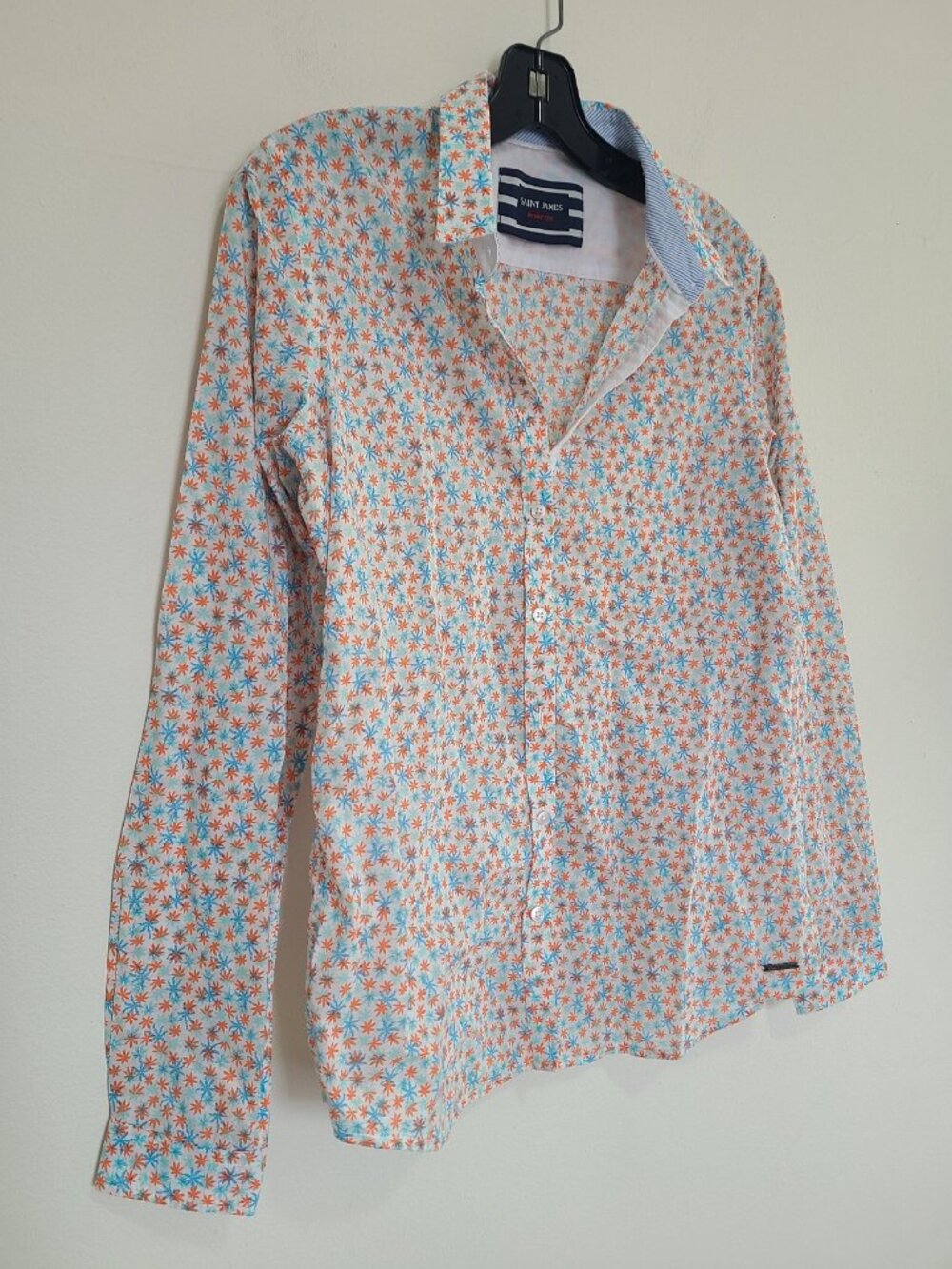 Saint James button-down Shirt White floral Women's size US 8 Cotton - Picture 2 of 10